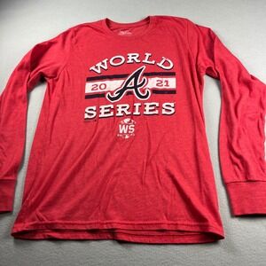 Majestic Threads Atlanta Braves 2021 World Series Red Long Sleeve Shirt Mens M
